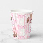 Gobelets En Papier Cowgirl rose arc ruban filles baby shower (Droite)