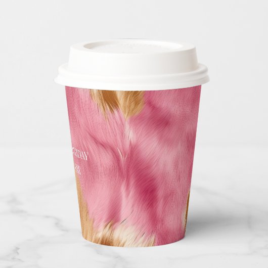 Gobelets En Papier Cowgirl Western Pink Brown Cream Cowhide (Gauche)