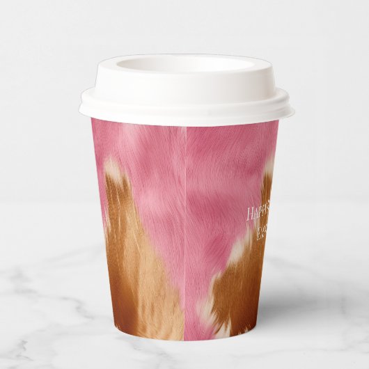 Gobelets En Papier Cowgirl Western Pink Brown Cream Cowhide (Droite)