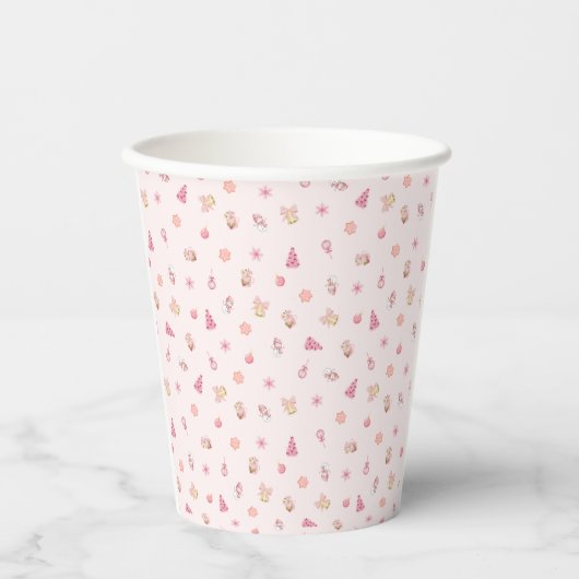 Gobelets En Papier Cozy Pink Christmas Pattern (Recto)