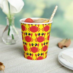 Gobelets En Papier Crabe Anniversaire Soirée Cartoon Enfants