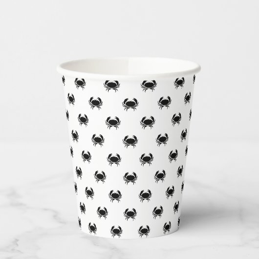 Gobelets En Papier Crabes noirs et blancs modernes motif mignon (Gauche)
