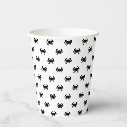 Gobelets En Papier Crabes noirs et blancs modernes motif mignon (Recto)