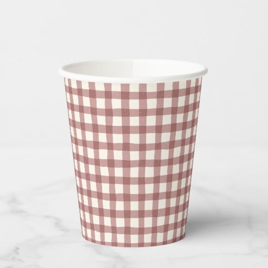 Gobelets En Papier Cranberry Gingham Red Maroon (Gauche)