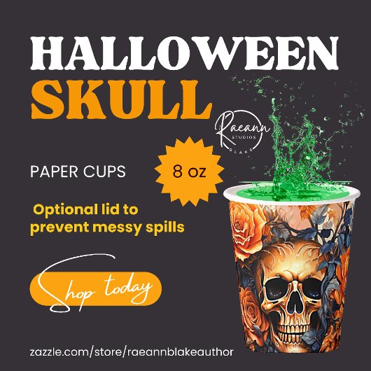 Gobelets en papier crâne d'Halloween effrayants