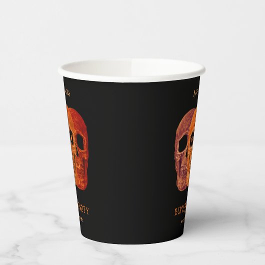 Gobelets En Papier Crâne drôle Orange Gothique Anniversaire RIP à ses (Gauche)
