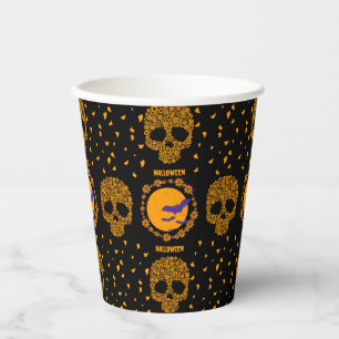 Gobelets En Papier Crâne floral Déplaisant Halloween Éffrayant