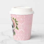 Gobelets En Papier Crâne gothique aux roses roses roses (Gauche)