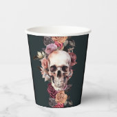 Gobelets En Papier Crâne mortel floral (Recto)