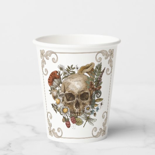 Gobelets En Papier Crâne mystique Vintage (Recto)