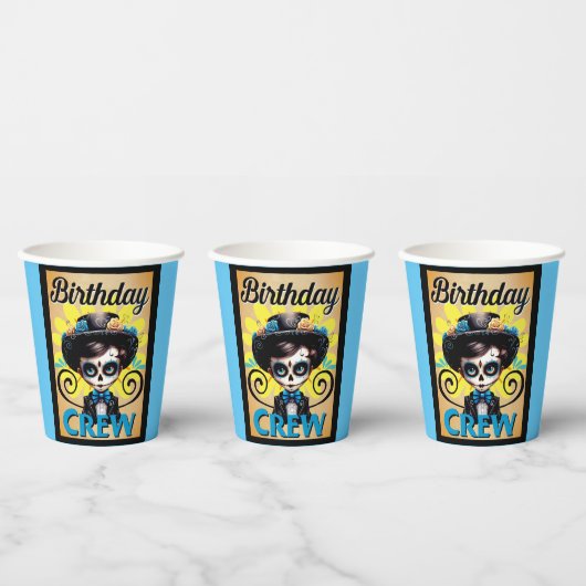 Gobelets En Papier Crâne sucre Anniversaire Garçon (Multi)