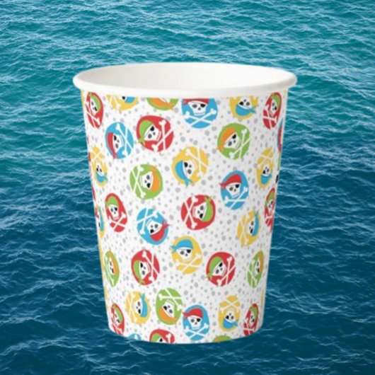 Gobelets en papier crânes colorés de pirates