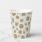 Gobelets En Papier Crânes et Citrouille Motif d'Halloween (Verso)