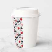 Gobelets En Papier Crânes et Coeurs rouges Motif Halloween (Gauche)