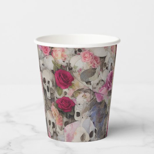 Gobelets En Papier Crânes et Roses (Verso)