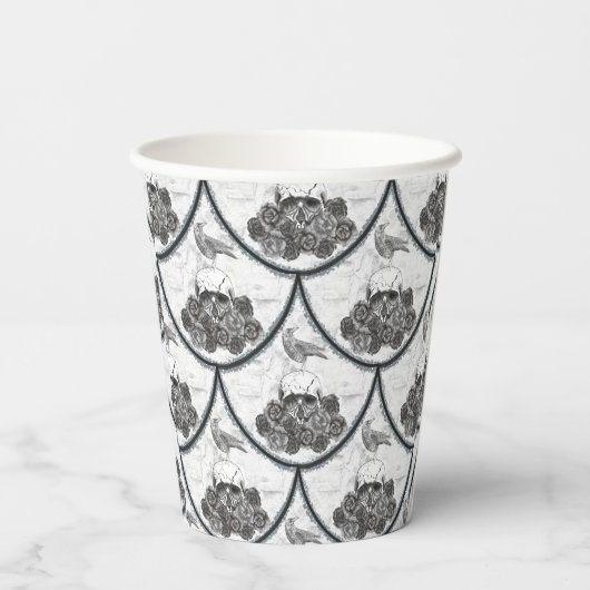 Gobelets En Papier Crânes et tasses de papier Corneilles (Verso)