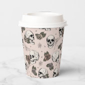 Gobelets En Papier Crânes gothiques roses et Halloween Rose (Verso)