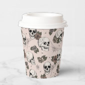 Gobelets En Papier Crânes gothiques roses et Halloween Rose (Droite)