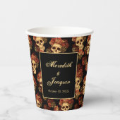 Gobelets En Papier Crânes Mariages gothiques Noir Rose rouge Personna (Recto)