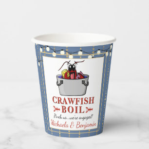 Gobelets En Papier Crawfish Seafood Boil Blue Gold Party Fiançailles