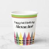 Gobelets En Papier Crayon Joyeux 1er anniversaire fête Enfants (Recto)