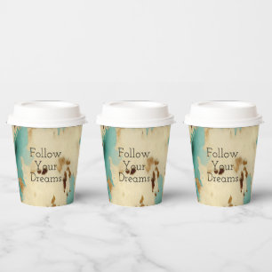 Gobelets En Papier Cream Gold Turquoise Cowhide Animal