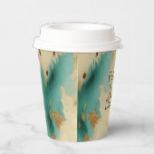 Gobelets En Papier Cream Gold Turquoise Cowhide Animal (Droite)