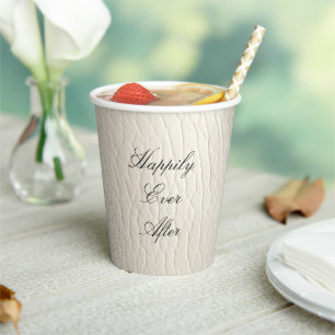 Gobelets En Papier Crème blanche Faux Mariage en cuir