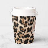 Gobelets En Papier Crème Brown Léopard noir rose (Droite)