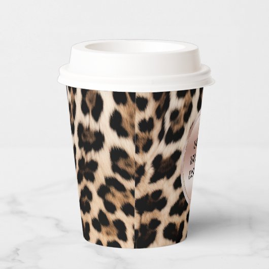 Gobelets En Papier Crème Brown Léopard noir rose (Droite)
