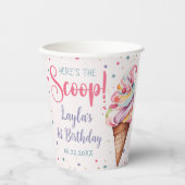 Gobelets En Papier Crème de glace 1er fête d'anniversaire (Recto)