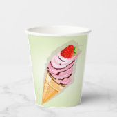 Gobelets En Papier Crème De Glace À La Fraise (Recto)