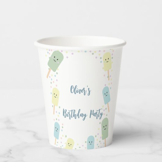 Gobelets En Papier Crème de glace Scoop Confetti fête d'anniversaire (Recto)