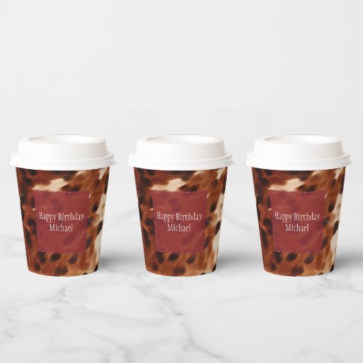 Gobelets En Papier Crème de l'Ouest tacheté Brown Noir de cowhide (Multi)