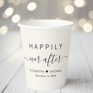 Gobelets En Papier Crème de Mariage Heureux à Tout Jamais