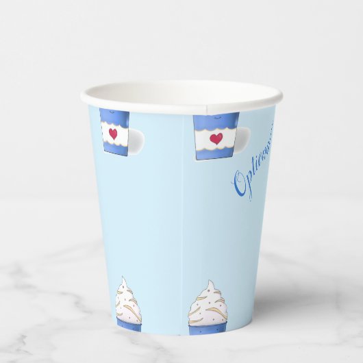 Gobelets En Papier Crème en latte et écaillée (bleu) (Droite)