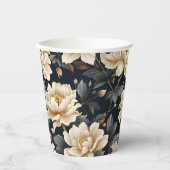 Gobelets En Papier Crème Floral Peony Moderne Élégant (Recto)