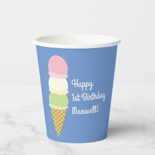 Gobelets En Papier Crème glacée Cone mignonne 1er anniversaire Enfant