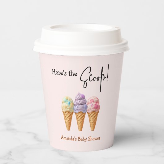 Gobelets En Papier Crème glacée douce été ici Baby shower Scoop (Recto)