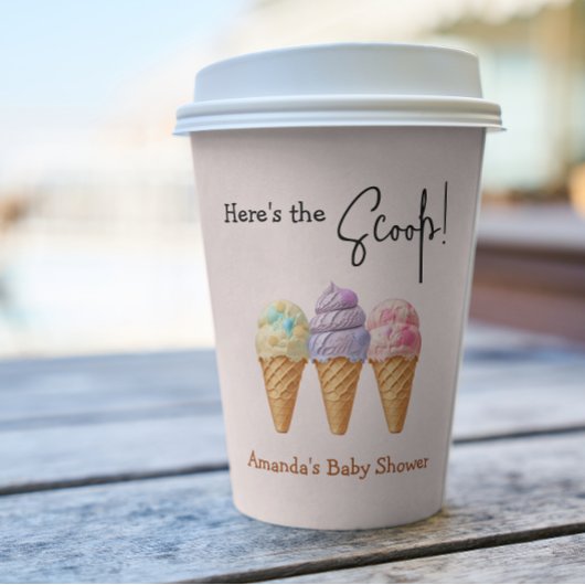 Gobelets En Papier Crème glacée douce été ici Baby shower Scoop