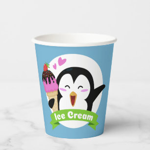 Gobelets En Papier Crème glacée Pingouin couleur personnalisée