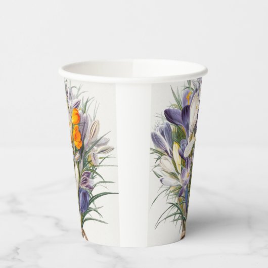 Gobelets En Papier Crocus Spring Flower Botanique Floral Art (Gauche)
