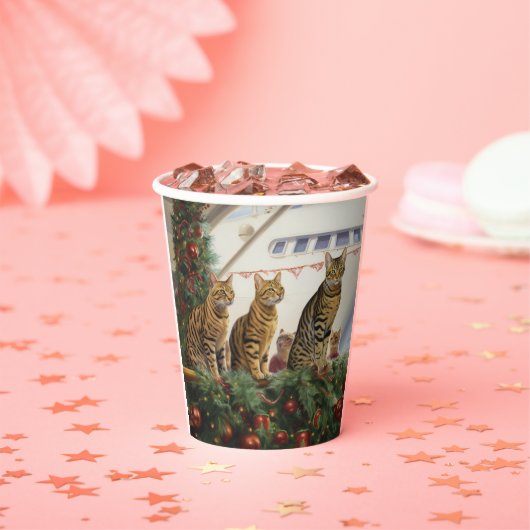 Gobelets En Papier Croisière de Noël des chats du Bengale : Pawsome H (Insitu)