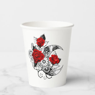 Gobelets En Papier Croissant mécanique avec roses rouges