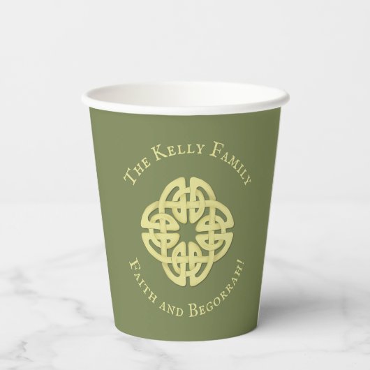 Gobelets En Papier Croix celtique d'or foi classique et Begorrah (Verso)