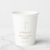 Gobelets En Papier Croix d'or simple élégant Baptême Christening (Verso)