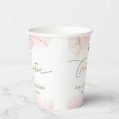 Gobelets En Papier Croix en Or Rose Nom Fille Confirmation (Droite)