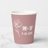 Gobelets En Papier Croquis floral rose Rose classique et moderne (Recto)