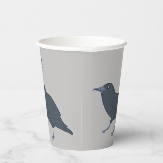 Gobelets En Papier Crow noir sur gris Personnalisé (Droite)