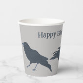 Gobelets En Papier Crow noir sur gris Personnalisé (Recto)